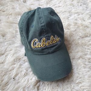 Rare Cabelas Vintage Green Gold Logo Baseball Cap Hat vtg
